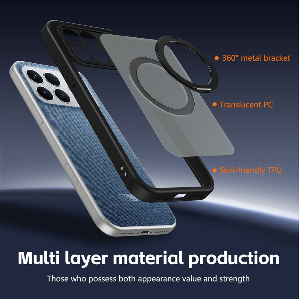 Xiaomi Redmi K90 Pro Max 5G / Poco F8 Ultra Skal Roterande Magnetiskt Stöd Frostat Matt PC + TPU Stötsäkert mobilskal