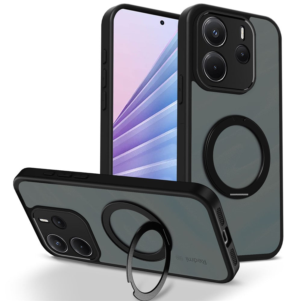 Xiaomi Redmi Note 14 5G Skal Roterande Magnetiskt Stöd Frostat Matt PC + TPU Stötsäkert mobilskal