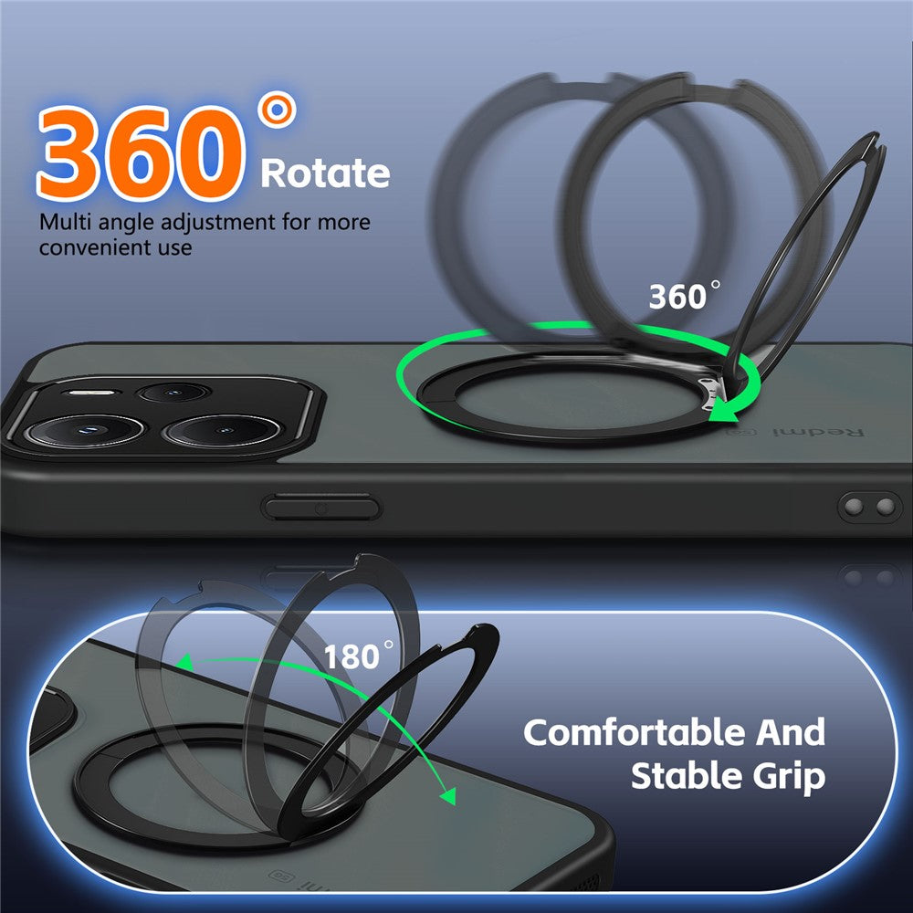 Xiaomi Redmi Note 14 5G Skal Roterande Magnetiskt Stöd Frostat Matt PC + TPU Stötsäkert mobilskal