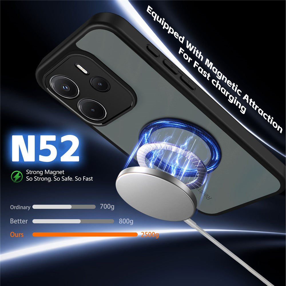 Xiaomi Redmi Note 14 5G Skal Roterande Magnetiskt Stöd Frostat Matt PC + TPU Stötsäkert mobilskal