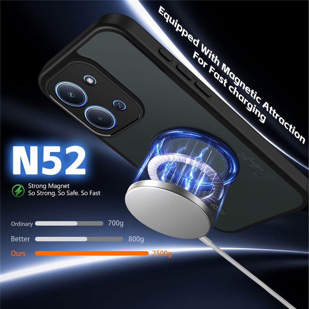 For Xiaomi Redmi 15C 4G (Global) (171mm) / Poco C85 4G (171mm) Case Rotating Magnetic Kickstand Frosted Matte PC + TPU Shockproof Phone Cover