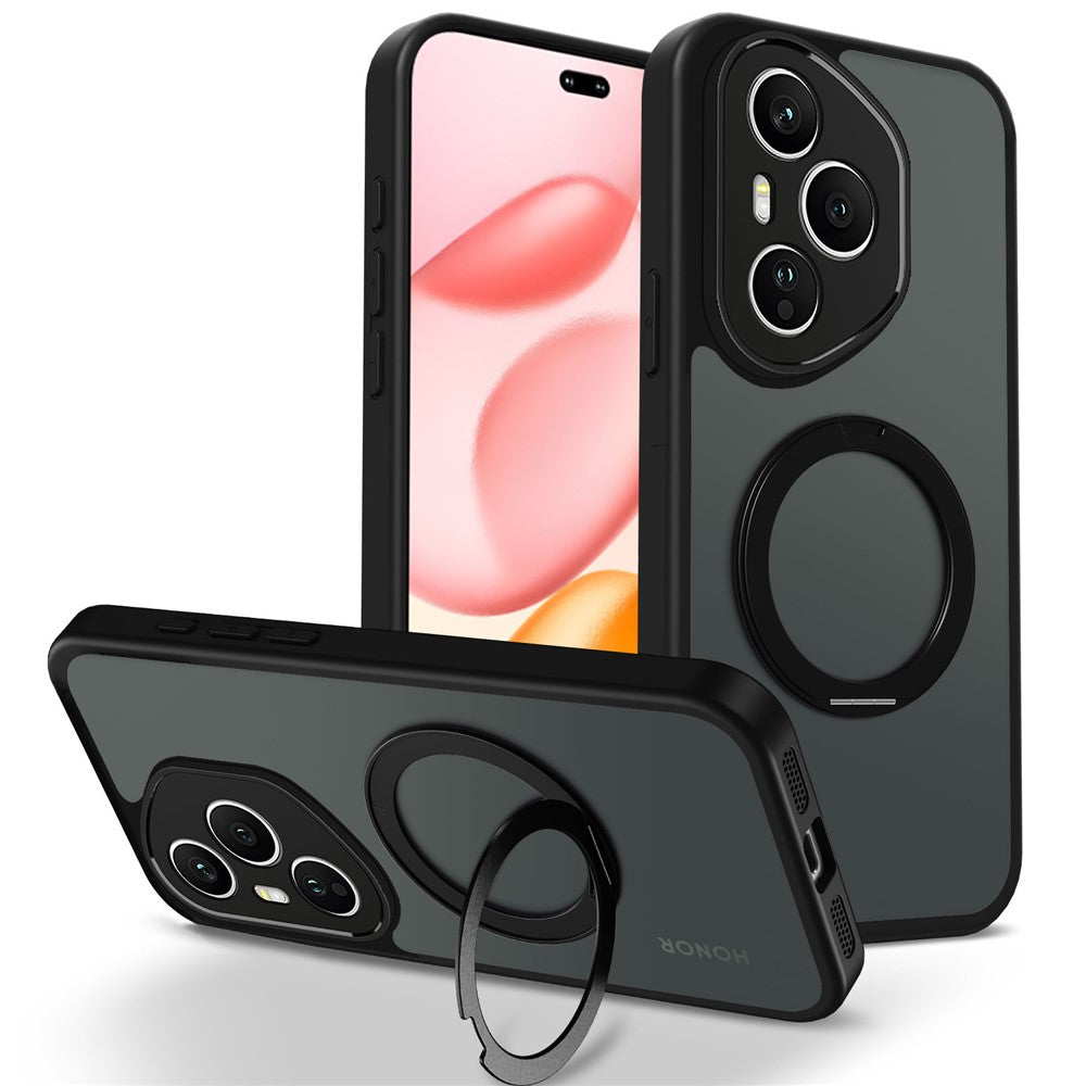 For Honor 400 Pro 5G (Global) Case Rotating Magnetic Kickstand Frosted Matte PC + TPU Shockproof Phone Cover
