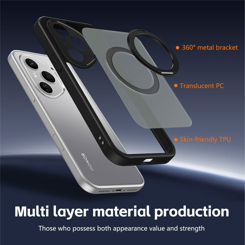 For Honor 400 Pro 5G (Global) Case Rotating Magnetic Kickstand Frosted Matte PC + TPU Shockproof Phone Cover