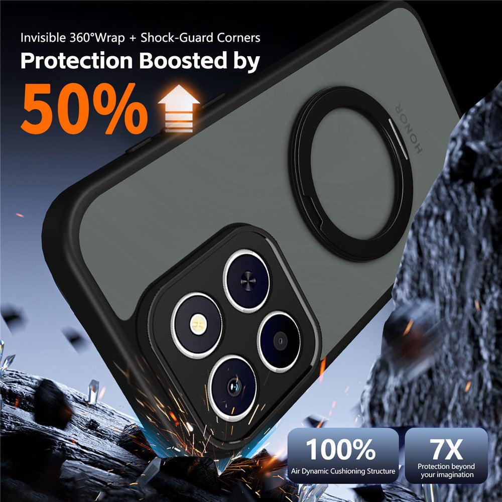 Phone Case For Honor 400 Smart 5G / X7d 4G / X7d 5G Rotating Magnetic Kickstand Frosted Matte PC + TPU Shockproof Cover