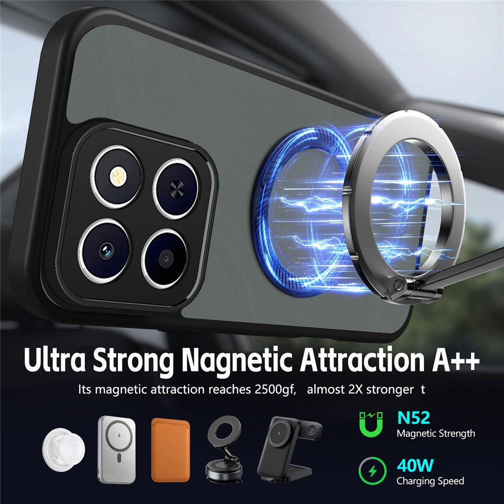 Phone Case For Honor 400 Smart 5G / X7d 4G / X7d 5G Rotating Magnetic Kickstand Frosted Matte PC + TPU Shockproof Cover