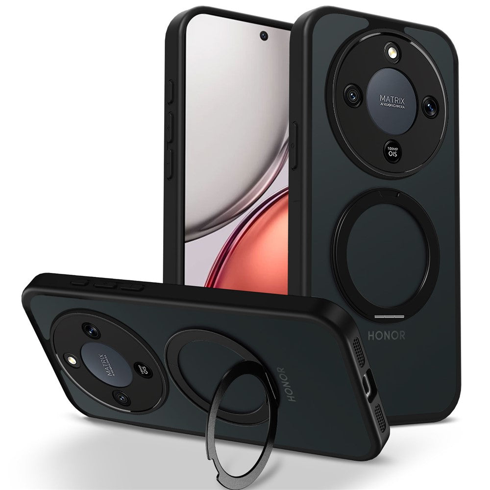 Phone Case For Honor X70 5G / X9d 5G / Magic8 Lite 5G Rotating Magnetic Kickstand Frosted Matte PC + TPU Shockproof Cover