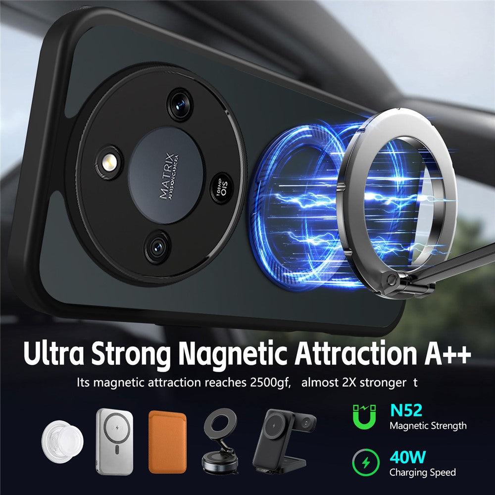 Phone Case For Honor X70 5G / X9d 5G / Magic8 Lite 5G Rotating Magnetic Kickstand Frosted Matte PC + TPU Shockproof Cover
