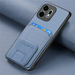 For OnePlus N6 4G Case Card Holder Carbon Fiber Texture Leather Coated TPU Phone Cover