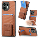 For OnePlus N6 4G Case Card Holder Carbon Fiber Texture Leather Coated TPU Phone Cover