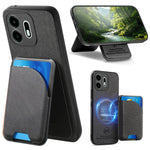 For OnePlus N6 4G Magnetisk Cover Stoftekstur Læder + PC + TPU Telefoncover med Aftagelig Kortholder
