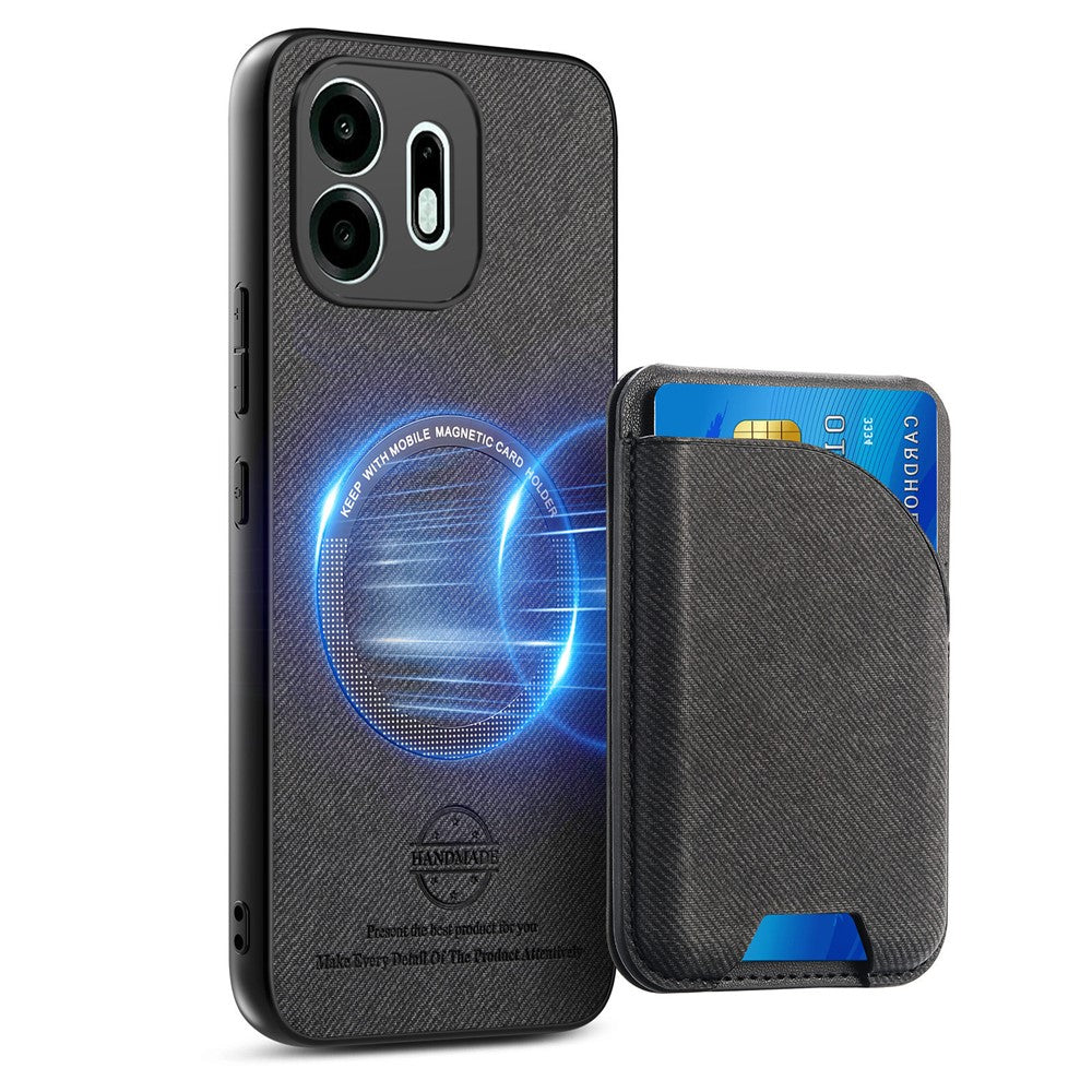 For OnePlus N6 4G Magnetisk Cover Stoftekstur Læder + PC + TPU Telefoncover med Aftagelig Kortholder