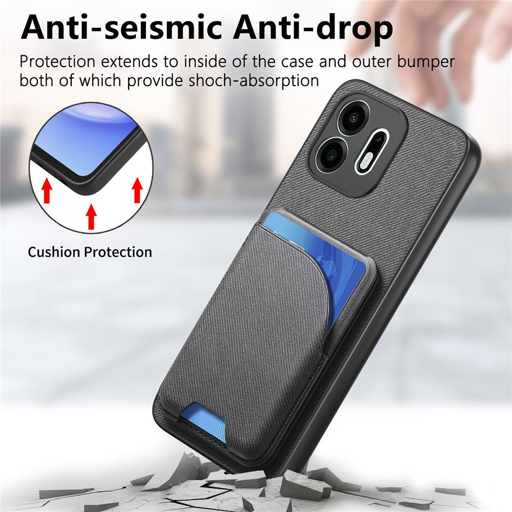 For OnePlus N6 4G Magnetisk Cover Stoftekstur Læder + PC + TPU Telefoncover med Aftagelig Kortholder