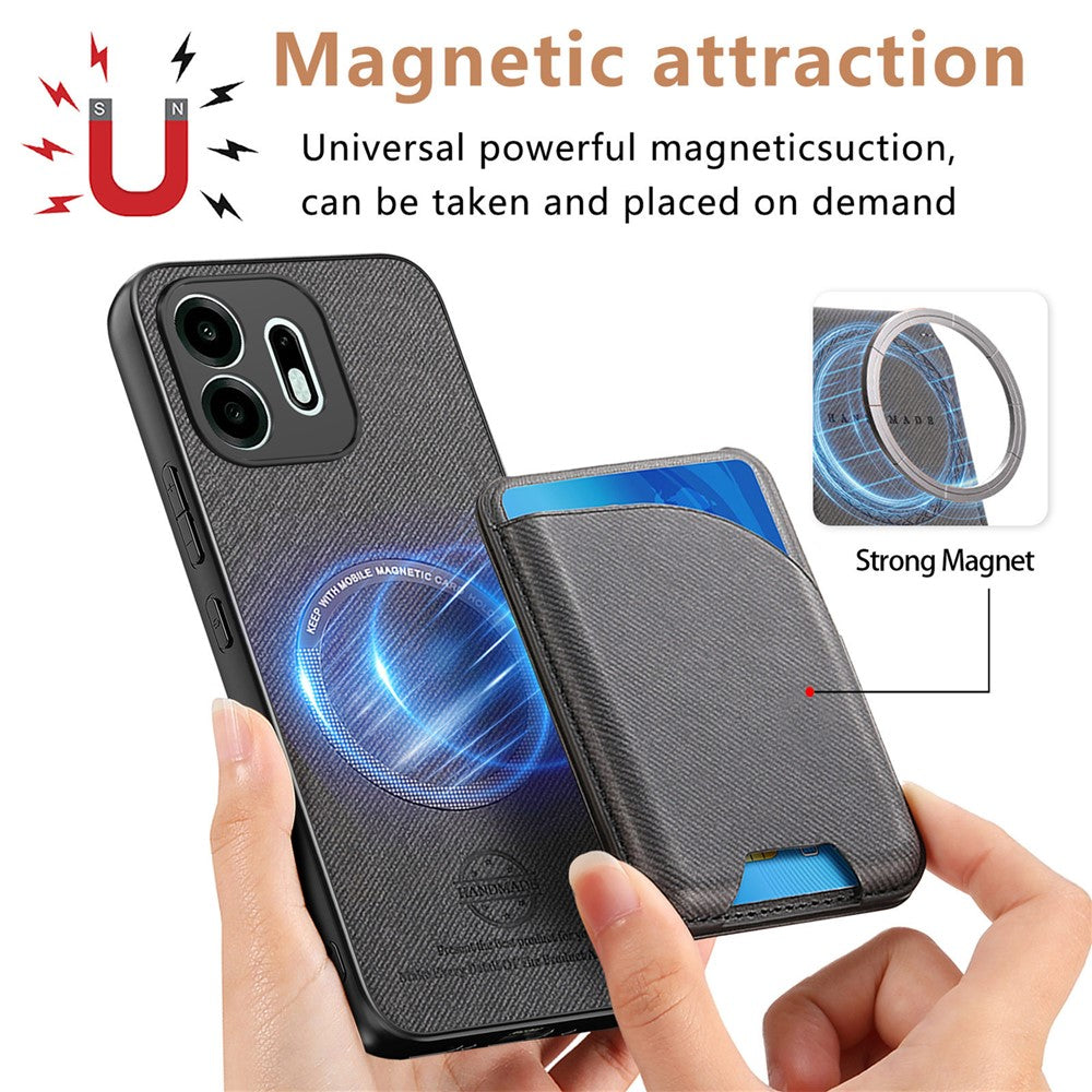 For OnePlus N6 4G Magnetisk Cover Stoftekstur Læder + PC + TPU Telefoncover med Aftagelig Kortholder