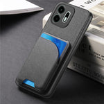 For OnePlus N6 4G Magnetisk Cover Stoftekstur Læder + PC + TPU Telefoncover med Aftagelig Kortholder