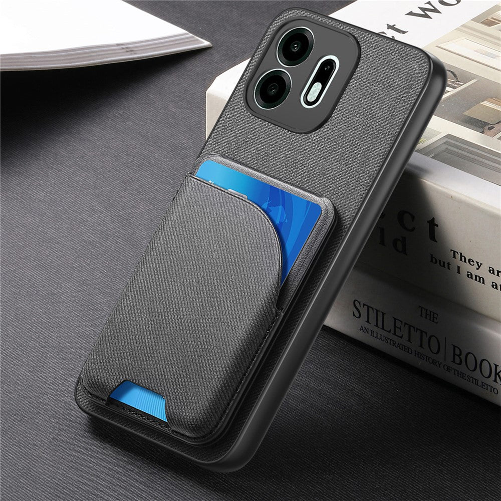 For OnePlus N6 4G Magnetisk Cover Stoftekstur Læder + PC + TPU Telefoncover med Aftagelig Kortholder