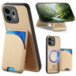 For OnePlus N6 4G Magnetisk Cover Stoftekstur Læder + PC + TPU Telefoncover med Aftagelig Kortholder