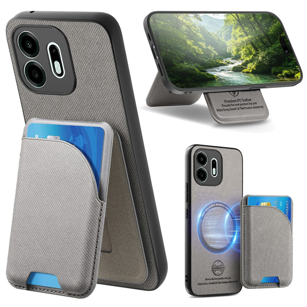For OnePlus N6 4G Magnetisk Cover Stoftekstur Læder + PC + TPU Telefoncover med Aftagelig Kortholder