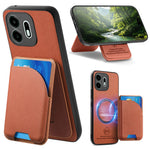 For OnePlus N6 4G Magnetisk Cover Stoftekstur Læder + PC + TPU Telefoncover med Aftagelig Kortholder
