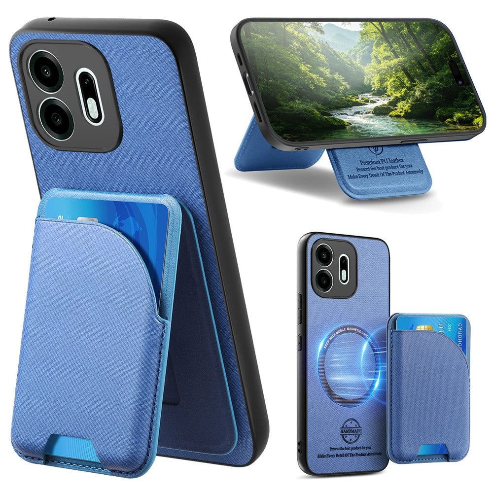 For OnePlus N6 4G Magnetisk Cover Stoftekstur Læder + PC + TPU Telefoncover med Aftagelig Kortholder