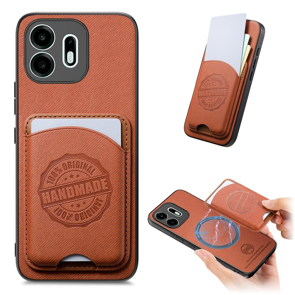 For OnePlus N6 4G Case Twill Texture Leather PC TPU Phone Cover with Detachable Magnetic Card Holder