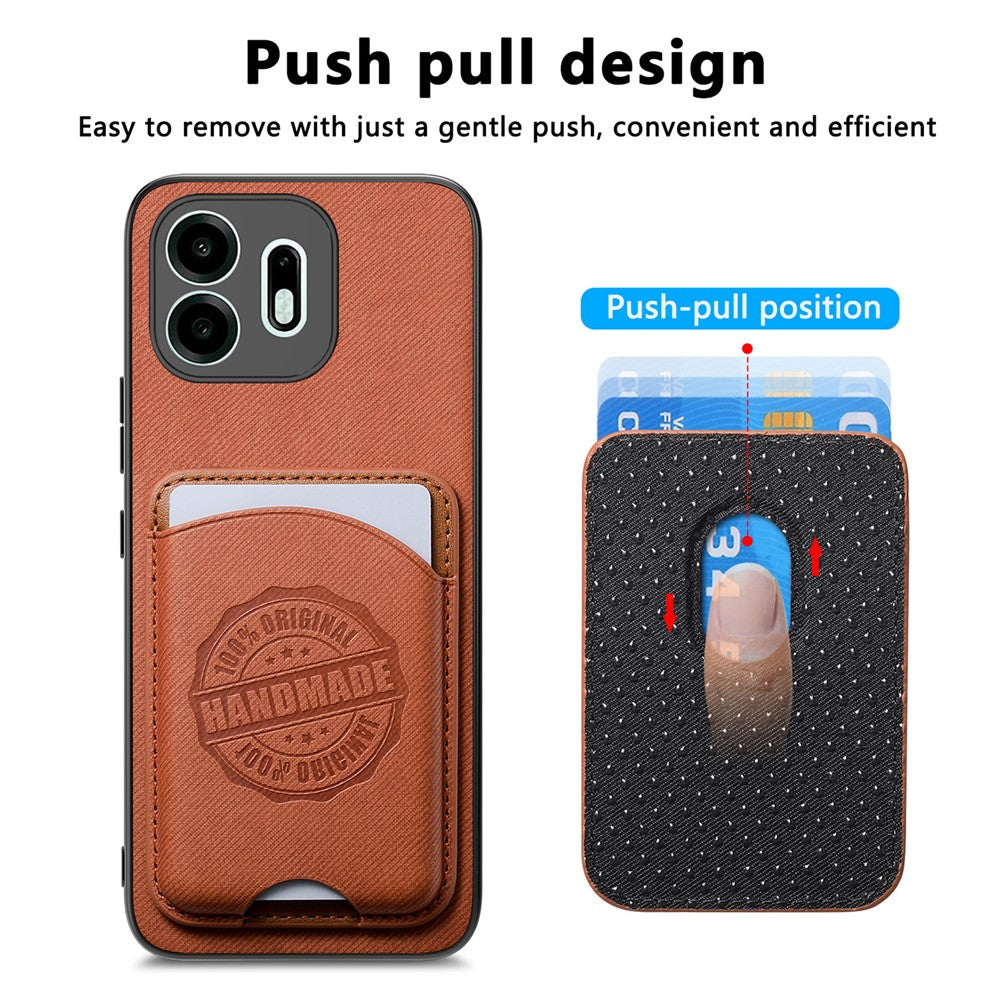 For OnePlus N6 4G Case Twill Texture Leather PC TPU Phone Cover with Detachable Magnetic Card Holder