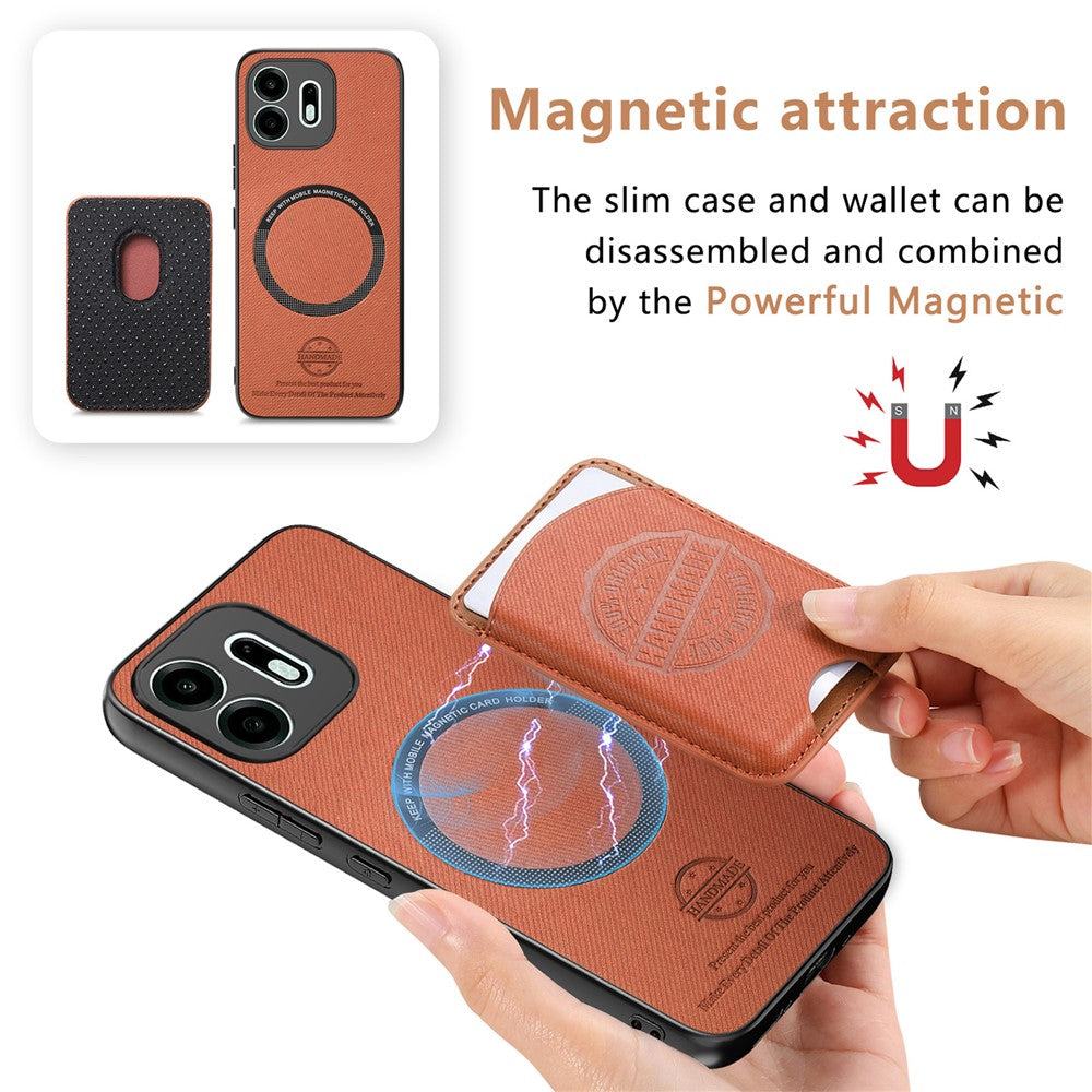 For OnePlus N6 4G Case Twill Texture Leather PC TPU Phone Cover with Detachable Magnetic Card Holder