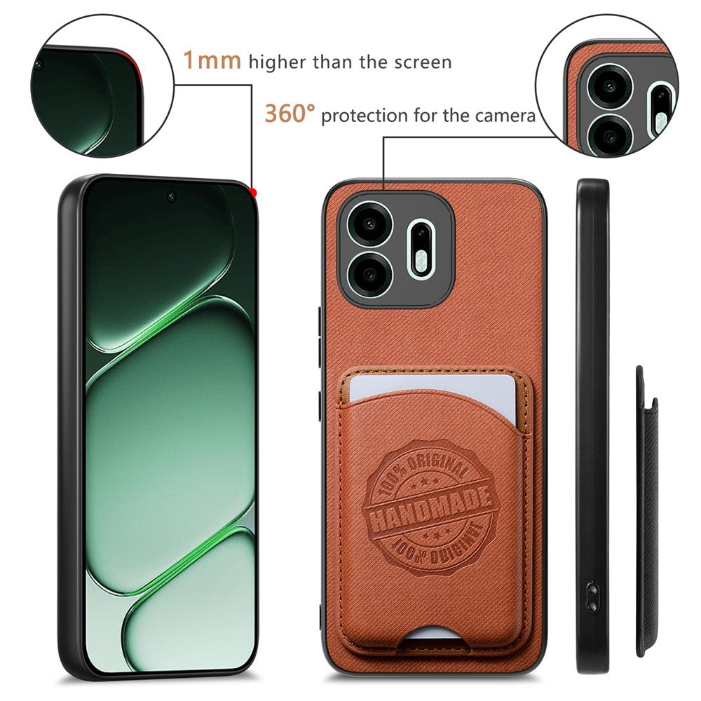 For OnePlus N6 4G Case Twill Texture Leather PC TPU Phone Cover with Detachable Magnetic Card Holder