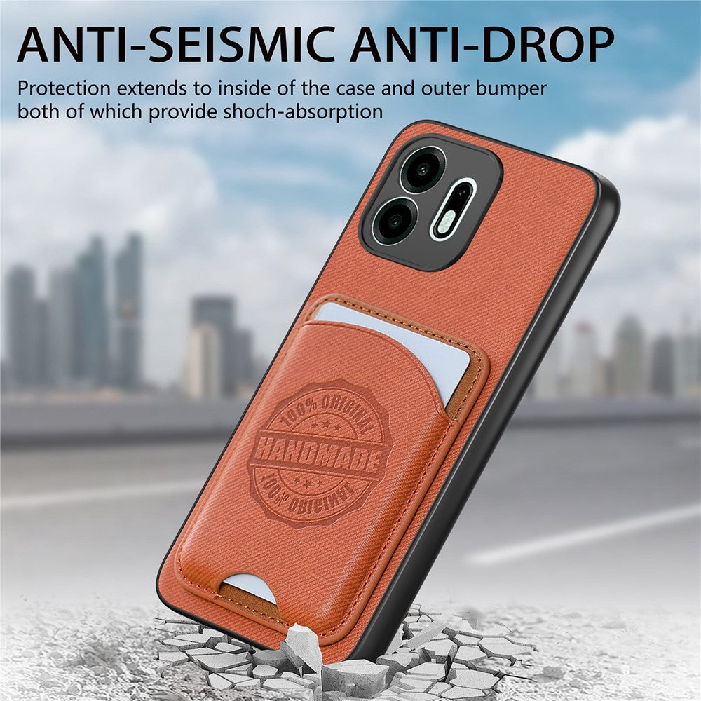 For OnePlus N6 4G Case Twill Texture Leather PC TPU Phone Cover with Detachable Magnetic Card Holder