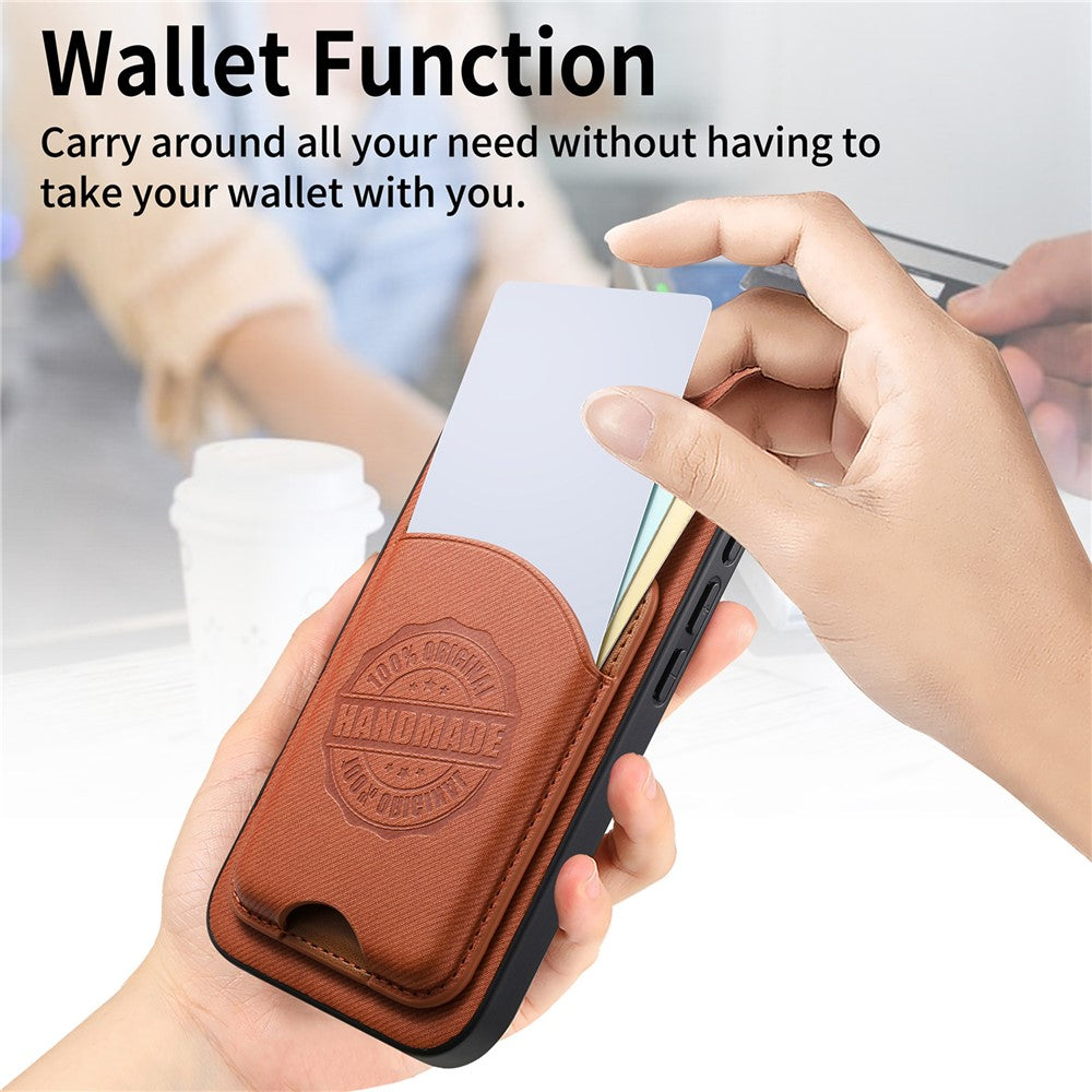 For OnePlus N6 4G Case Twill Texture Leather PC TPU Phone Cover with Detachable Magnetic Card Holder