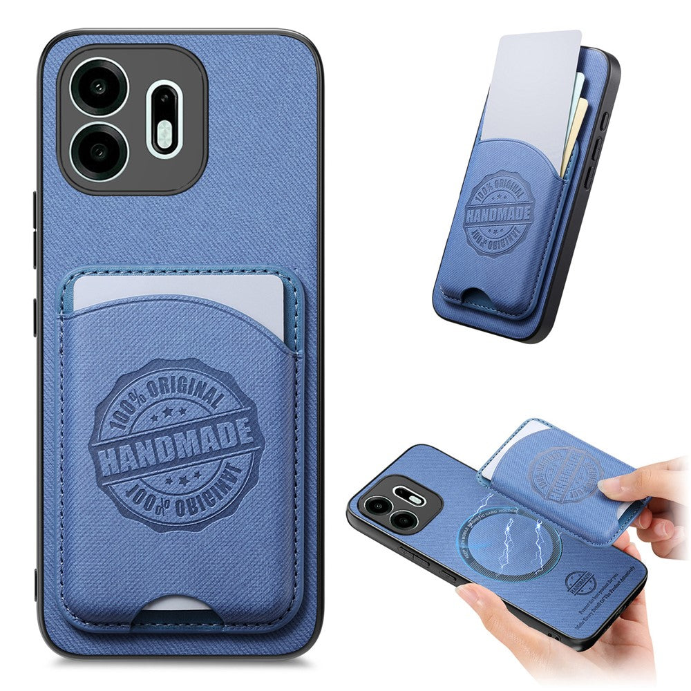 For OnePlus N6 4G Case Twill Texture Leather PC TPU Phone Cover with Detachable Magnetic Card Holder
