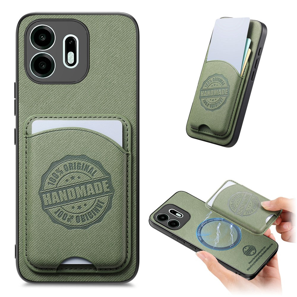 For OnePlus N6 4G Case Twill Texture Leather PC TPU Phone Cover with Detachable Magnetic Card Holder
