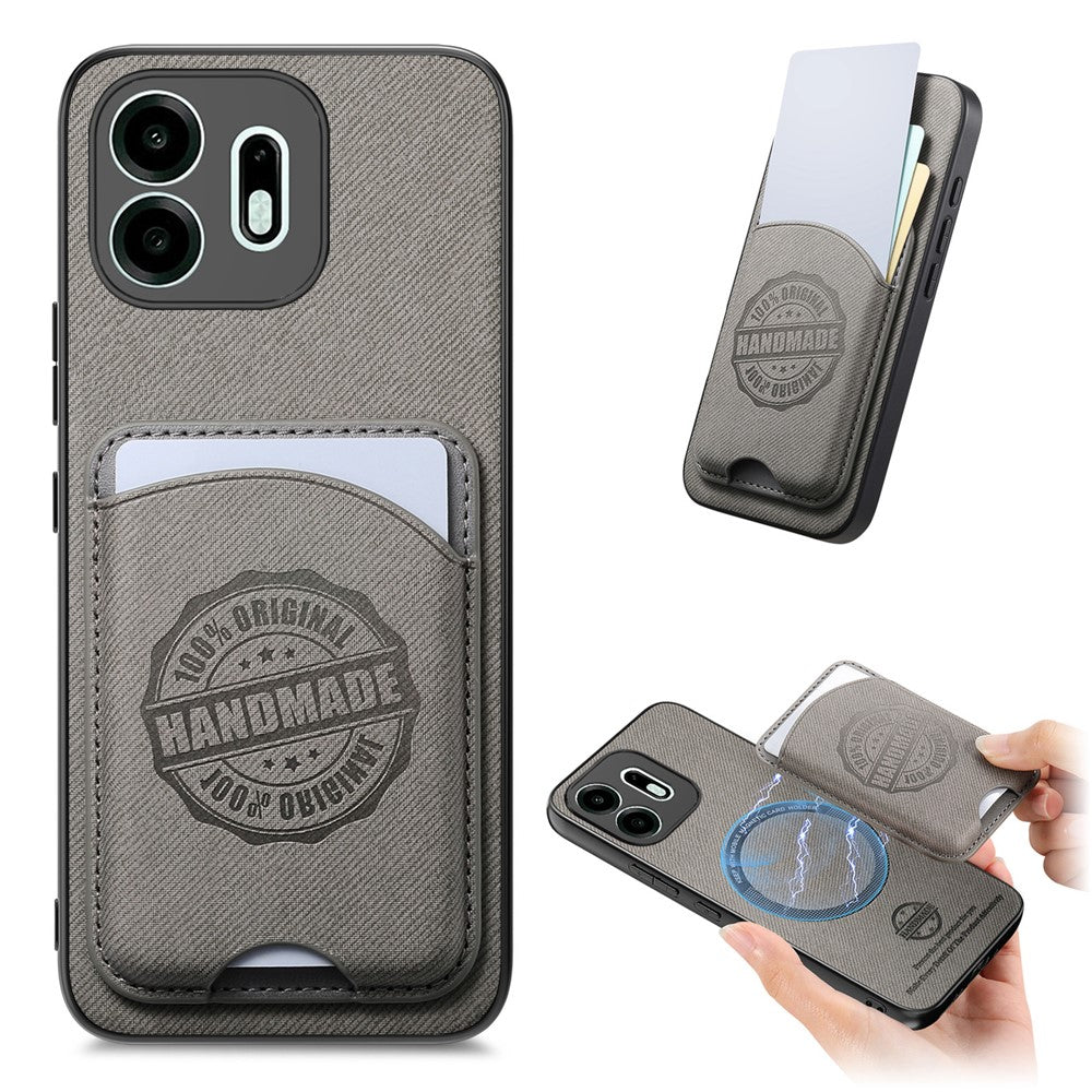 For OnePlus N6 4G Case Twill Texture Leather PC TPU Phone Cover with Detachable Magnetic Card Holder