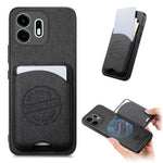For OnePlus N6 4G Case Twill Texture Leather PC TPU Phone Cover with Detachable Magnetic Card Holder