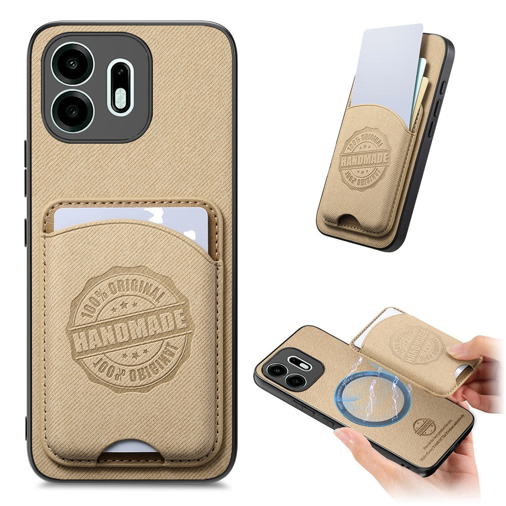 For OnePlus N6 4G Case Twill Texture Leather PC TPU Phone Cover with Detachable Magnetic Card Holder