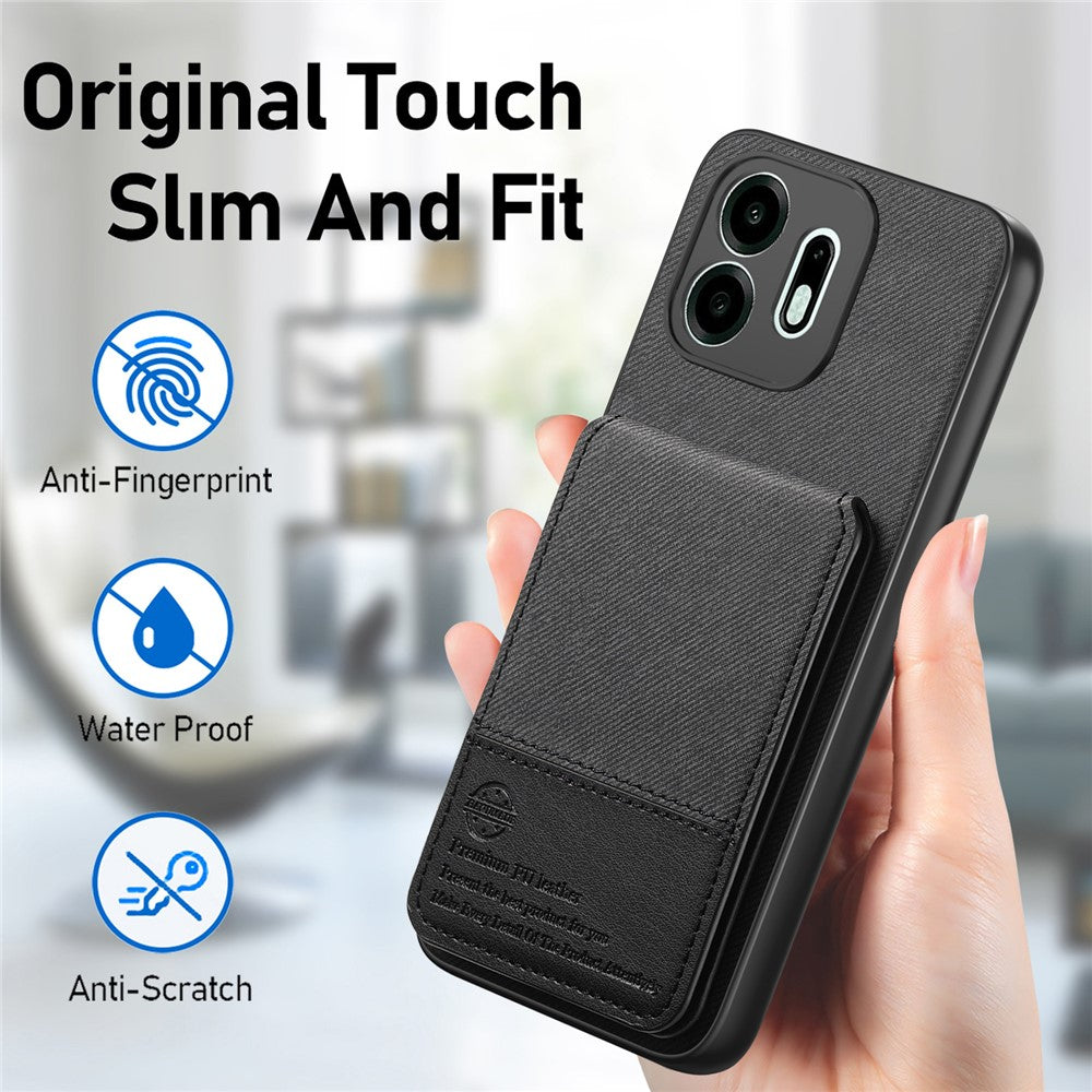 For OnePlus N6 4G Case Cloth Texture Leather + PC + TPU Cover with RFID Blocking Card Holder