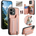For OnePlus N6 4G Case RFID Blocking Card Holder Jeans Cloth Texture Leather Back Cover with Elastic Wristband