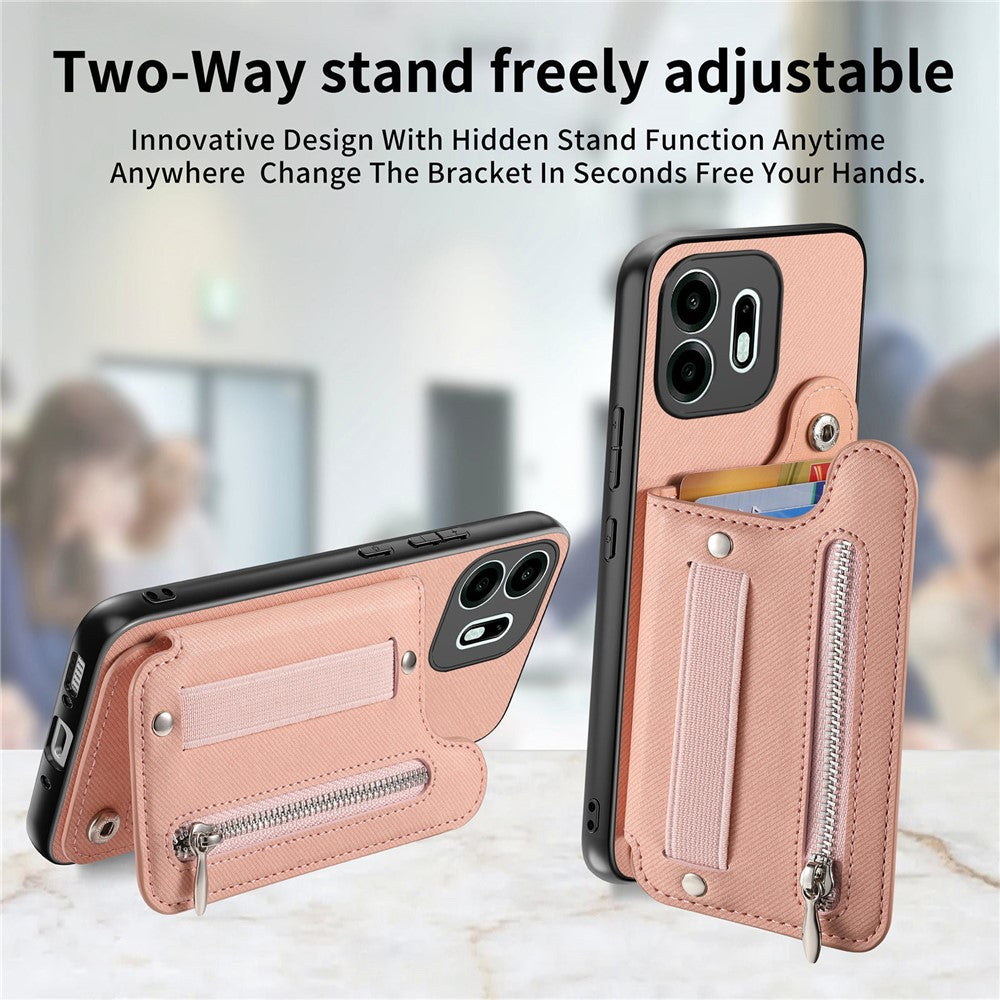 For OnePlus N6 4G Case RFID Blocking Card Holder Jeans Cloth Texture Leather Back Cover with Elastic Wristband