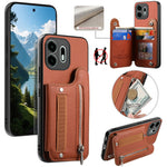 For OnePlus N6 4G Case RFID Blocking Card Holder Jeans Cloth Texture Leather Back Cover with Elastic Wristband