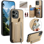 For OnePlus N6 4G Case RFID Blocking Card Holder Jeans Cloth Texture Leather Back Cover with Elastic Wristband