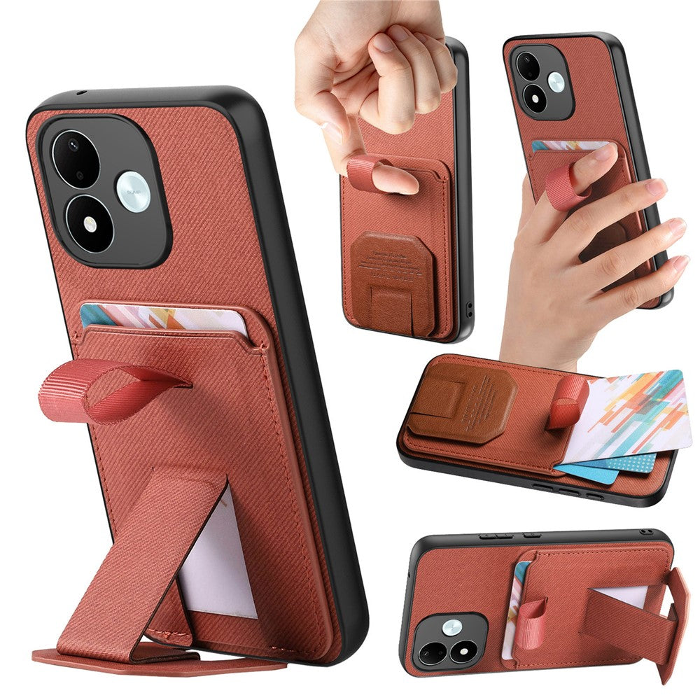 For Xiaomi Redmi Note 17 4G (Global) / Note 17 5G (Global) / Note 17 (India / China) 5G Case Cloth Texture TPU PU Leather PC Phone Back Cover with Card Holder Kickstand