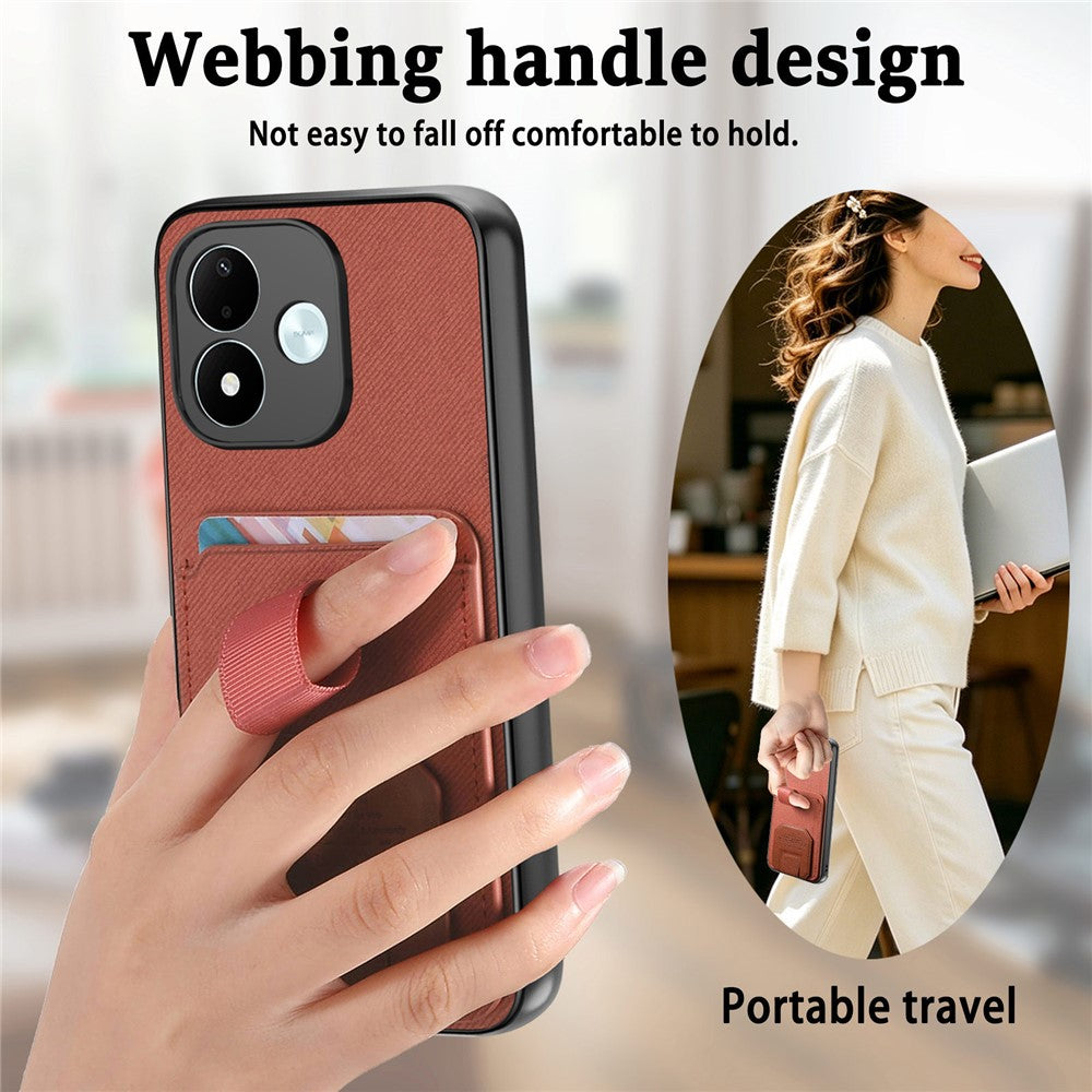 For Xiaomi Redmi Note 17 4G (Global) / Note 17 5G (Global) / Note 17 (India / China) 5G Case Cloth Texture TPU PU Leather PC Phone Back Cover with Card Holder Kickstand