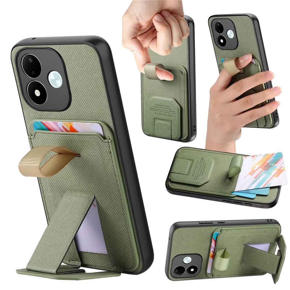 For Xiaomi Redmi Note 17 4G (Global) / Note 17 5G (Global) / Note 17 (India / China) 5G Case Cloth Texture TPU PU Leather PC Phone Back Cover with Card Holder Kickstand