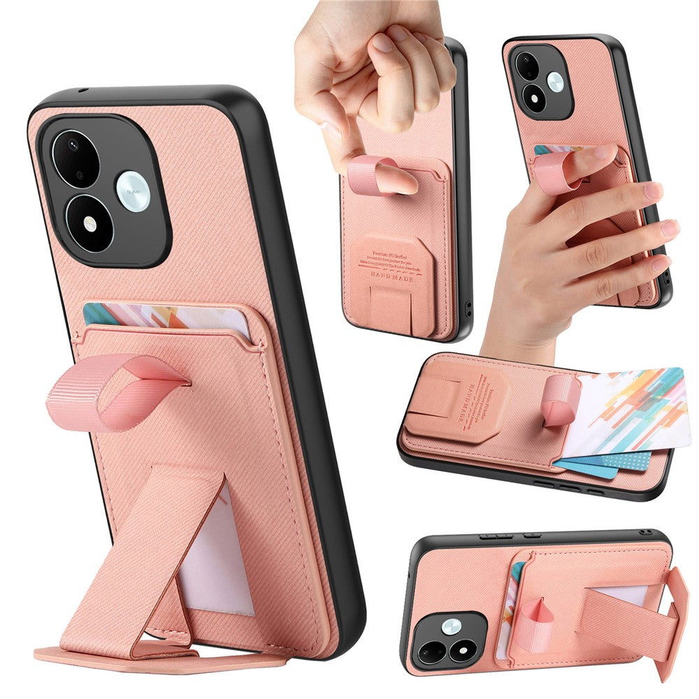 For Xiaomi Redmi Note 17 4G (Global) / Note 17 5G (Global) / Note 17 (India / China) 5G Case Cloth Texture TPU PU Leather PC Phone Back Cover with Card Holder Kickstand