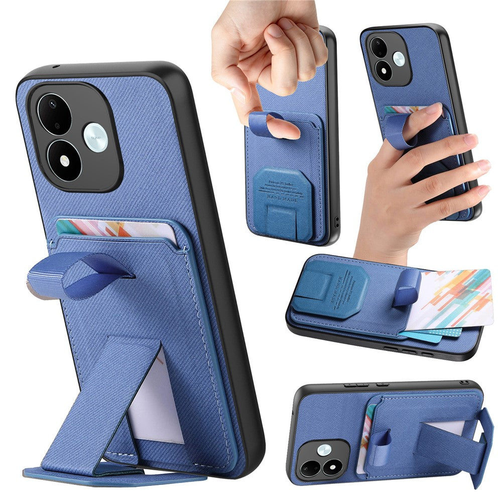 For Xiaomi Redmi Note 17 4G (Global) / Note 17 5G (Global) / Note 17 (India / China) 5G Case Cloth Texture TPU PU Leather PC Phone Back Cover with Card Holder Kickstand