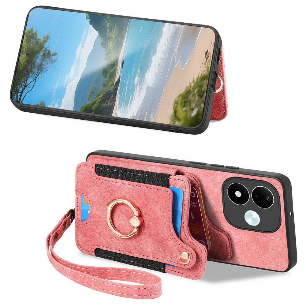 For Xiaomi Redmi Note 17 4G (Global) / Note 17 5G (Global) / Note 17 (India / China) 5G Retro PU Leather Case Phone Cover with RFID Blocking Card Holder / Ring Holder