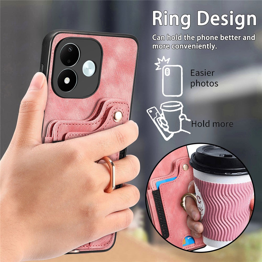 For Xiaomi Redmi Note 17 4G (Global) / Note 17 5G (Global) / Note 17 (India / China) 5G Retro PU Leather Case Phone Cover with RFID Blocking Card Holder / Ring Holder
