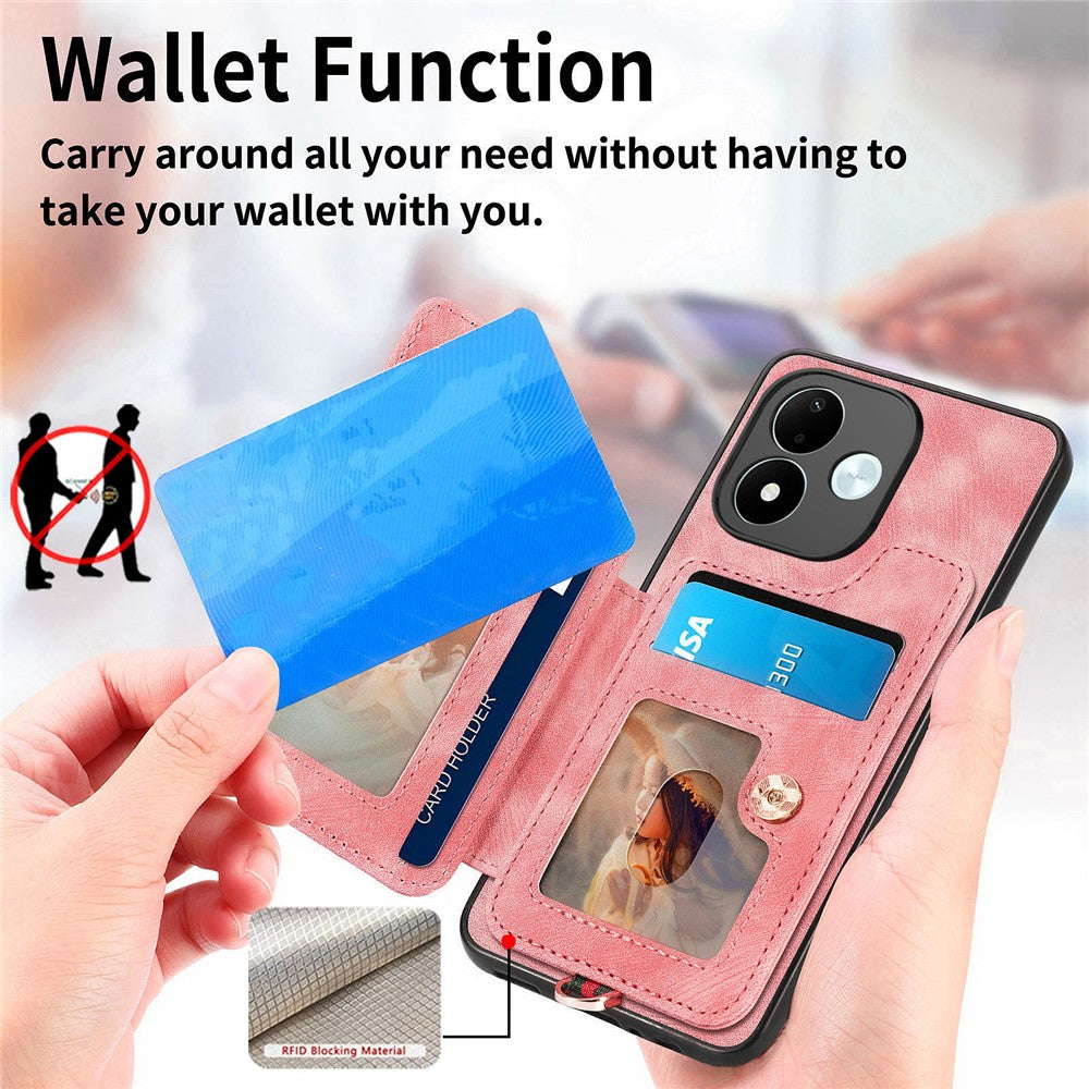 For Xiaomi Redmi Note 17 4G (Global) / Note 17 5G (Global) / Note 17 (India / China) 5G Retro PU Leather Case Phone Cover with RFID Blocking Card Holder / Ring Holder