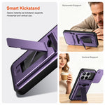 Xiaomi 17T Pro-etui med linsebeskyttelse, stativ, PC + TPU-mobilcover med kortholder