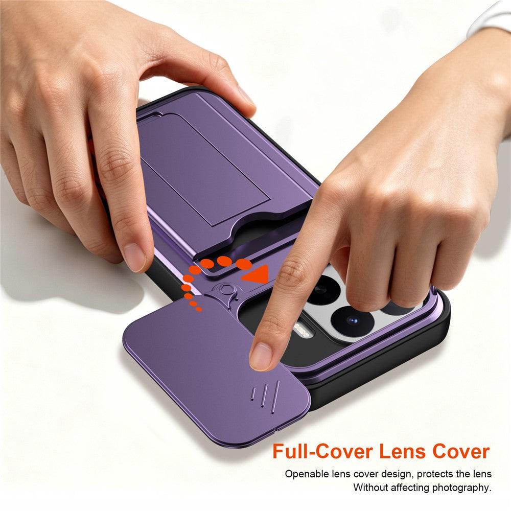 Xiaomi 17T Pro-etui med linsebeskyttelse, stativ, PC + TPU-mobilcover med kortholder
