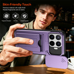 Xiaomi 17T Pro-etui med linsebeskyttelse, stativ, PC + TPU-mobilcover med kortholder